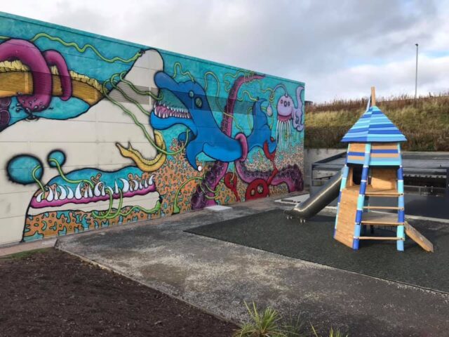 before shot of artificial grass installation at Brewdog play area